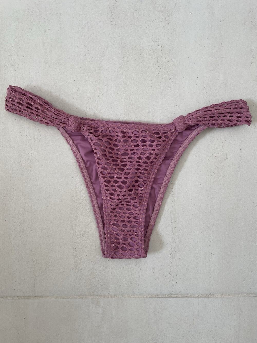 VIX Swim Bikini Bottom Mia Cheeky Mesh Metallic Resort Quiet Luxury